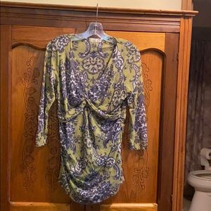 Lime green and grey print top